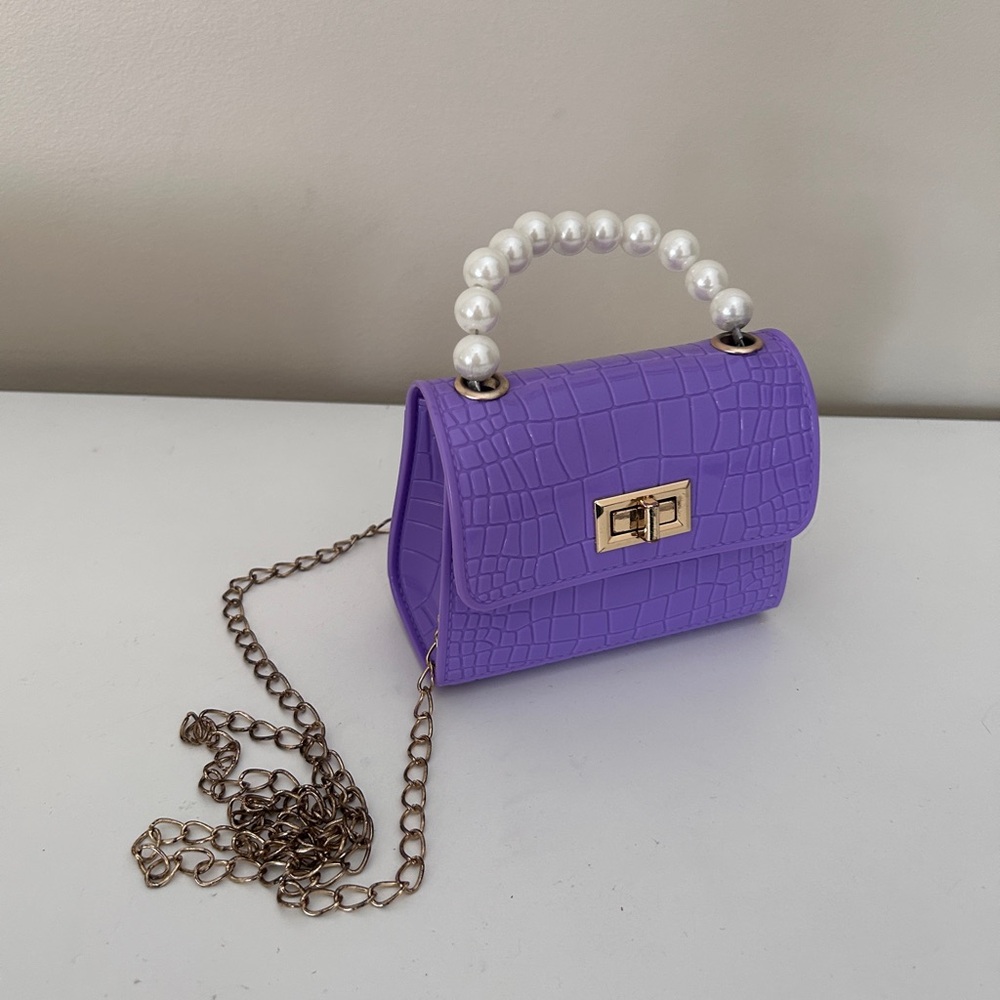 Pearl-Handle Mini Shoulder Bag in Lavender